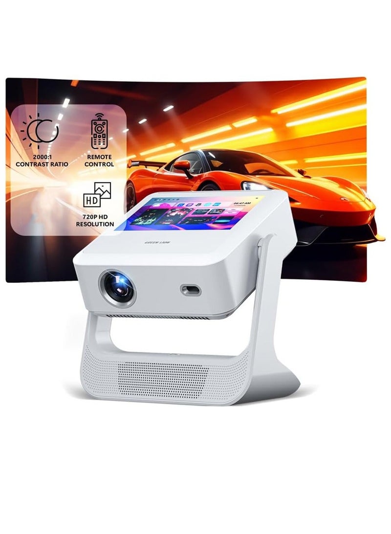BlueFire Portable Smart Projector with 4K Support, 8 Inch HD Touch Screen, Android 9.0 Smart Display, Auto Focus & Keystone Correction, 180 Degree Rotatable Design, Over 200 Inch Projection Size, WiFi & Bluetooth Connectivity, Dual 5W Speakers, HDMI USB Input, Remote Control, Home Theater, Gaming, Office, Education and Travel Use - Image 4